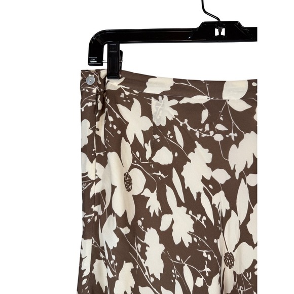 Kate Hill 100% Silk Skirt, A Line Knee Length, Brown Beige Floral Print Size 14P - Picture 13 of 13